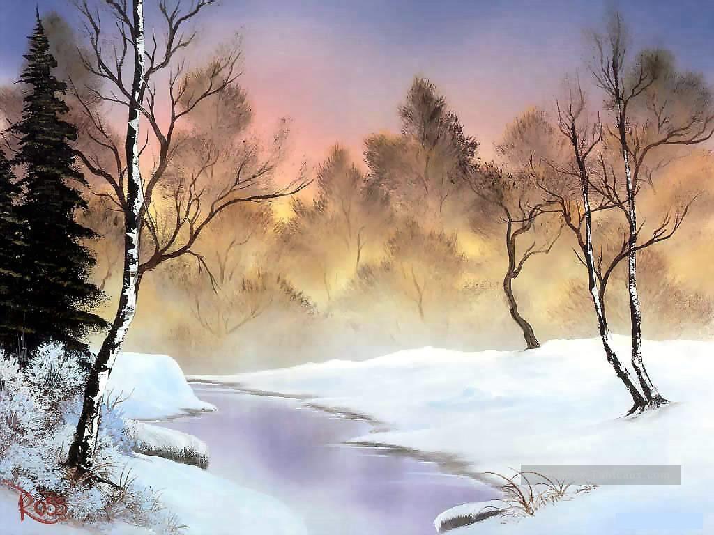 l’immobilité de l’hiver Bob Ross freehand paysages Peintures à l'huile